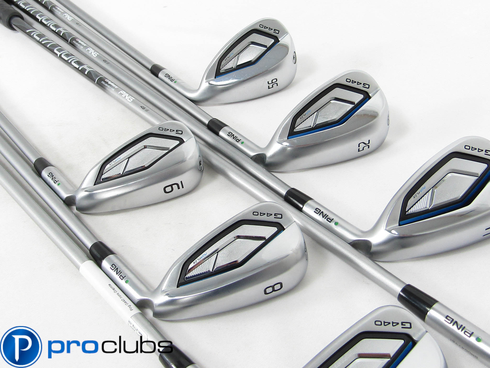 PING G440 GREEN DOT IRONS 7-PW,UW,52*,56* GRAPHITE ALTA QUICK